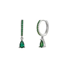 Load image into Gallery viewer, Raindance Huggi Hoops in Green Silver
