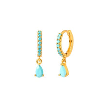 Load image into Gallery viewer, Raindance Huggi Hoops in Turquoise Gold
