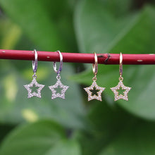 Load image into Gallery viewer, Embellished Star Huggi Hoops in Gold
