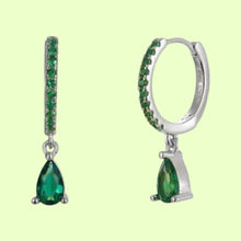 Load image into Gallery viewer, Raindance Huggi Hoops in Green Silver
