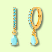 Load image into Gallery viewer, Raindance Huggi Hoops in Turquoise Gold
