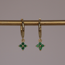 Load image into Gallery viewer, Lucki Gold &amp; Green Huggi Hoops
