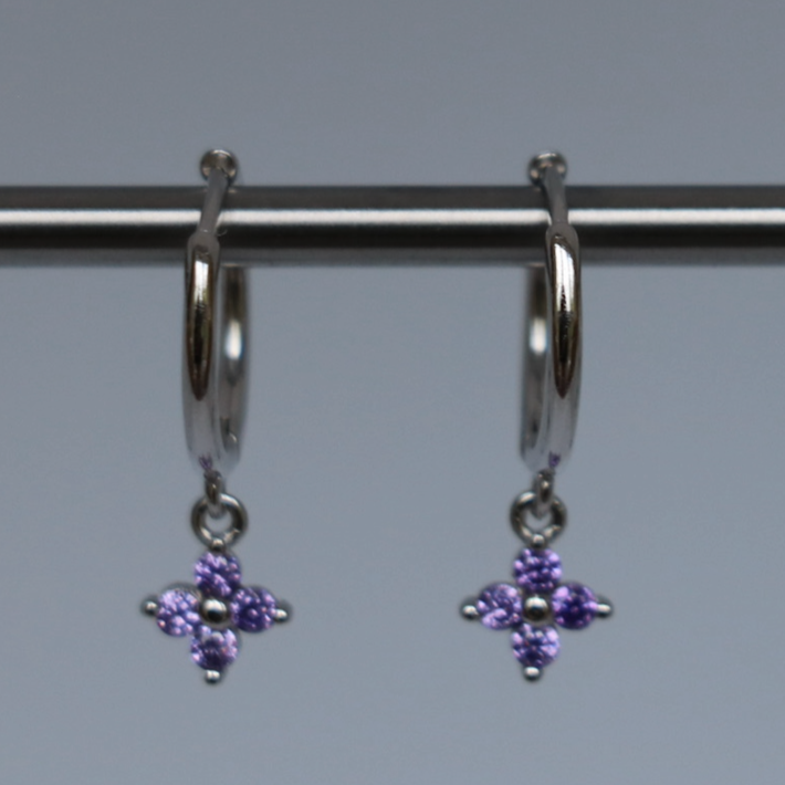 Lucki Silver & Purple Huggi Hoops