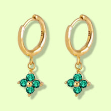 Load image into Gallery viewer, Lucki Gold &amp; Green Huggi Hoops
