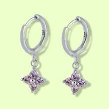 Load image into Gallery viewer, Lucki Silver &amp; Purple Huggi Hoops
