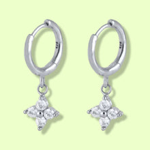 Load image into Gallery viewer, Lucki Silver &amp; Clear Huggi Hoops
