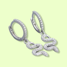 Load image into Gallery viewer, Serpent Silver Huggi Hoops
