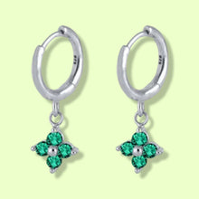 Load image into Gallery viewer, Lucki Silver &amp; Green Huggi Hoops
