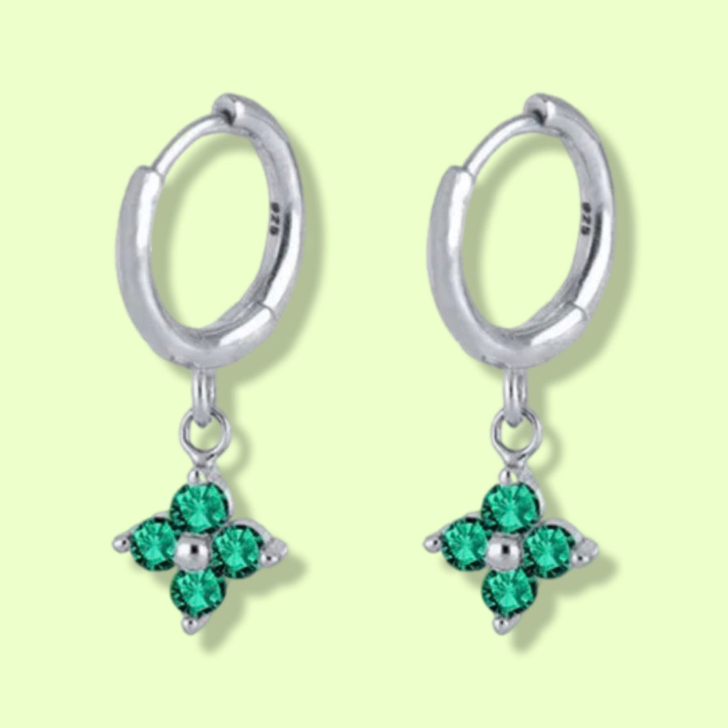 Lucki Silver & Green Huggi Hoops