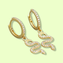 Load image into Gallery viewer, Serpent Gold Huggi Hoops
